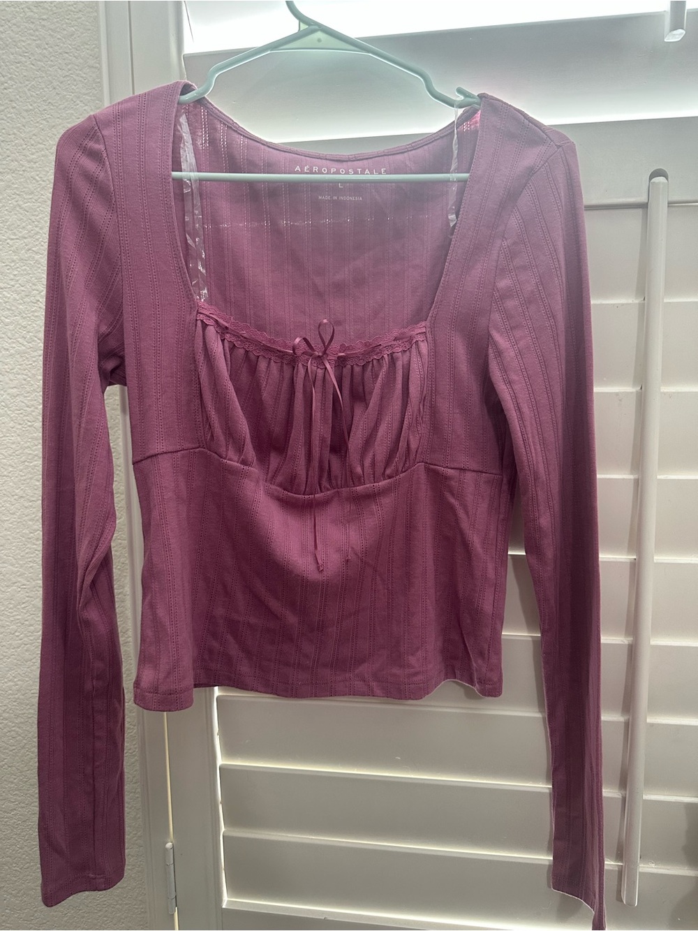 Aeropostale Dusty Rose Long Sleeve Babydoll Top